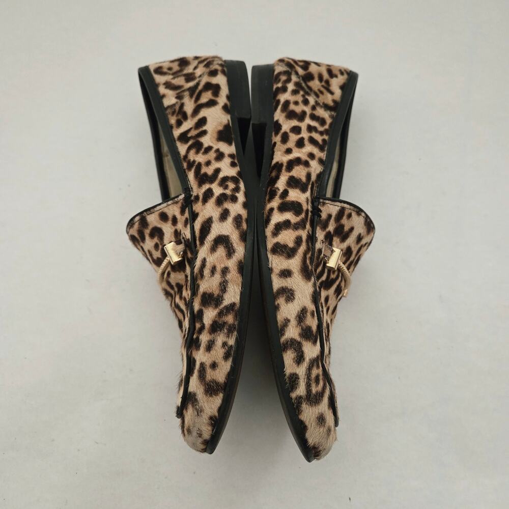 Sam Edelman Lior Leather Calf Hair Leopard Print Bridle Loafers Sz 8.5 Academia - Picture 4 of 11